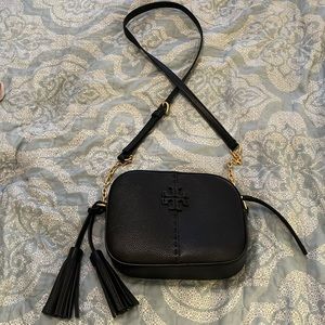 Tory Burch black camera bag.